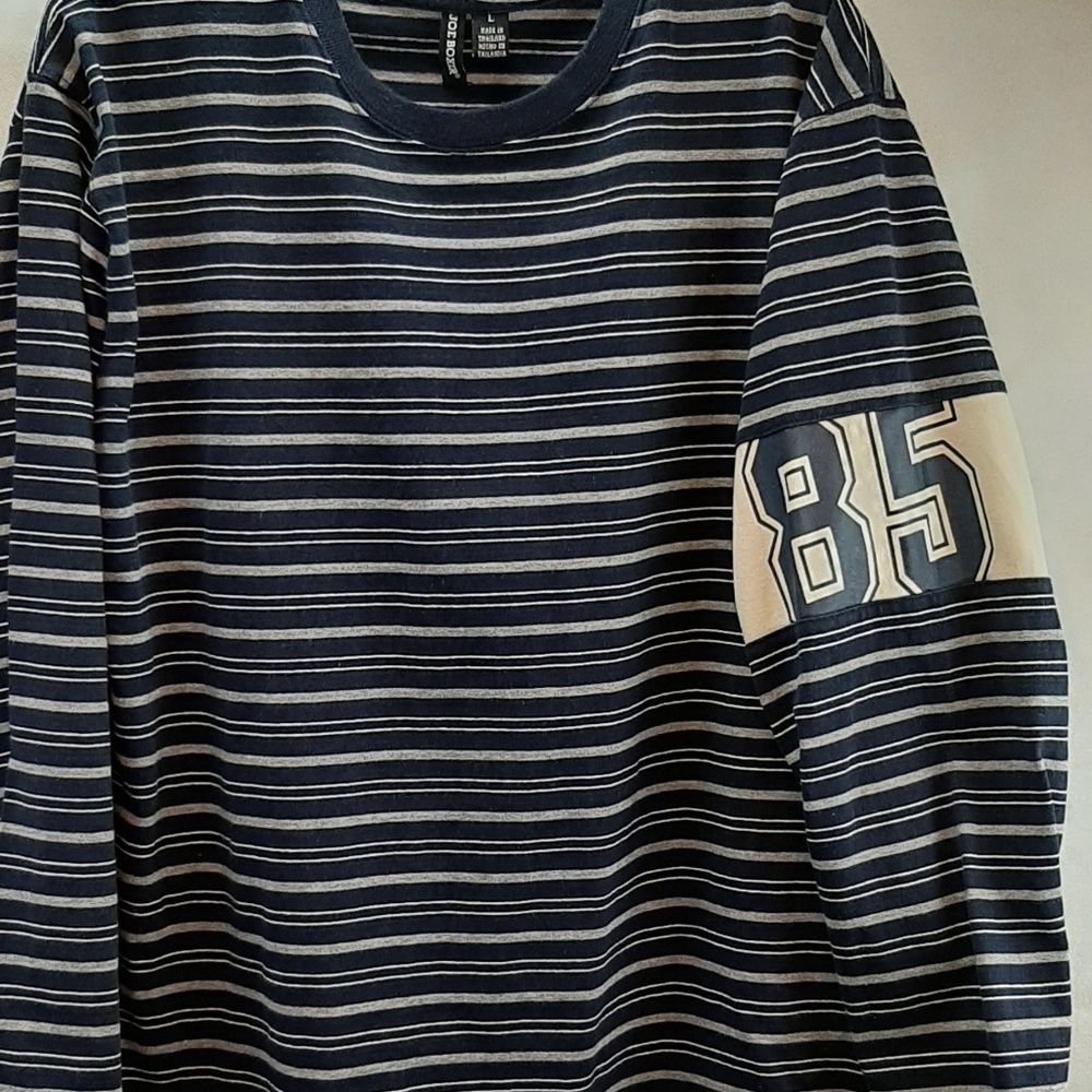Joe BOXER blue STRIPED mens large Pullover shirt